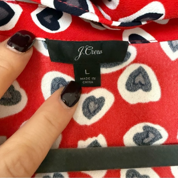 J Crew Heart Print Wrap Blouse Top Size Large - Picture 6 of 12